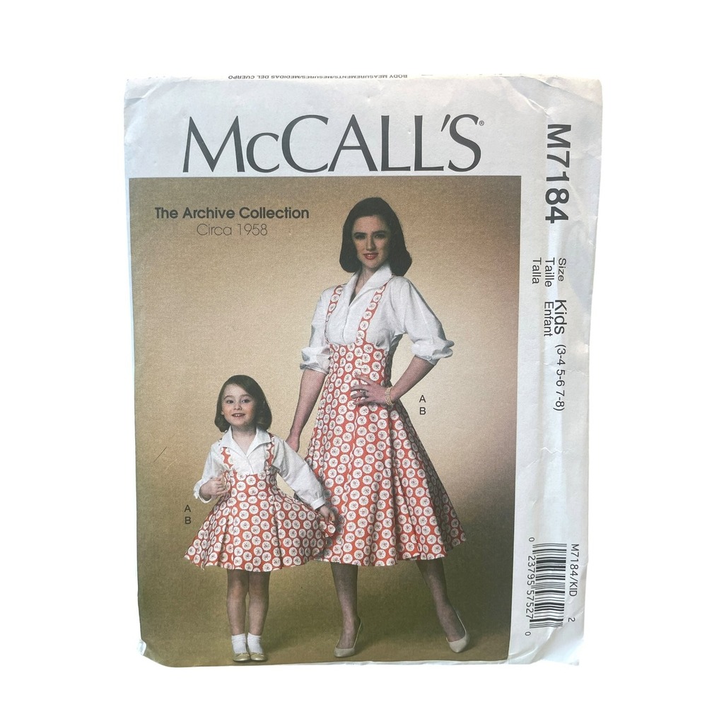 McCall's Sewing Pattern M7184 Kids 3-8 White 1950s Vintage Top Jumper Uncut